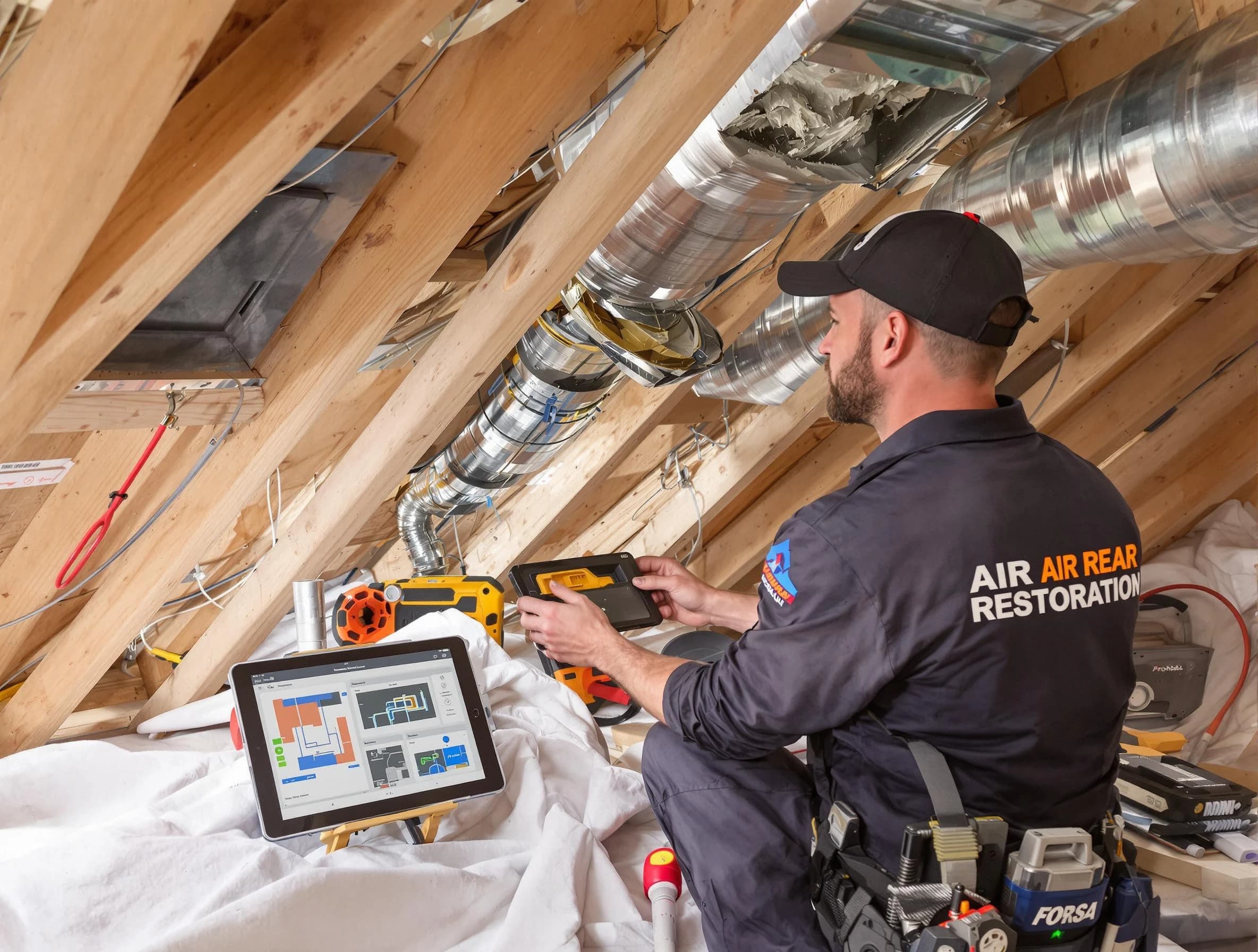 Druid Hills Air Duct Cleaning technician performing precise duct repair work in Druid Hills