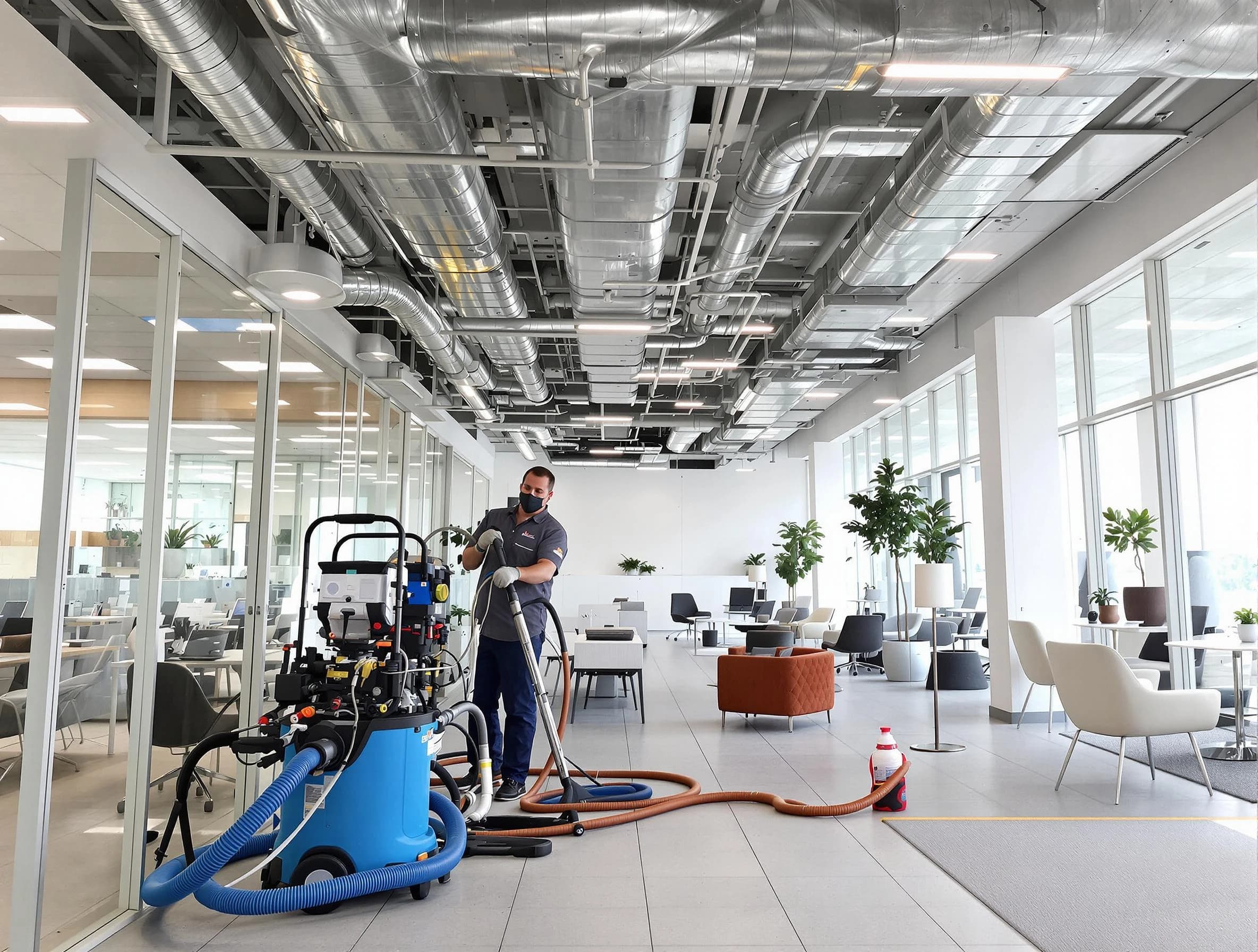 Druid Hills Air Duct Cleaning team conducting comprehensive commercial duct cleaning at a business location in Druid Hills